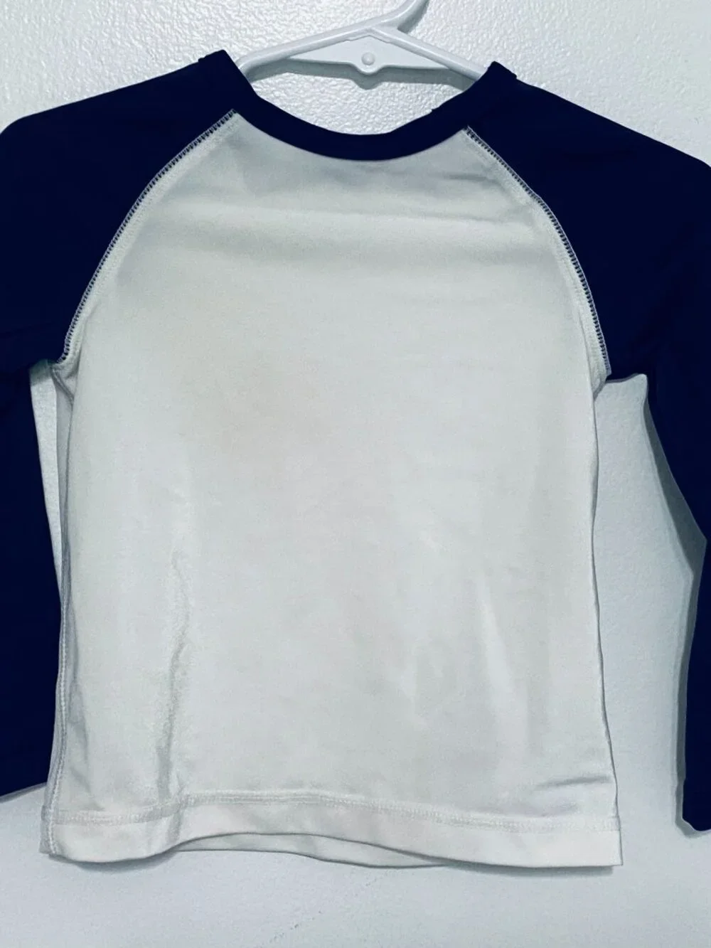 Rashguard Swim Shirt 18-24 Mo Old Navy UV Protection White/Blue Long Sleeve EUC